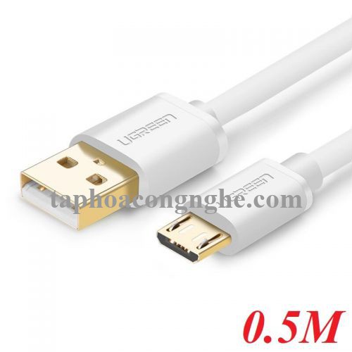 Ugreen 10847 0.5M màu Trắng Cáp sạc truyền dữ liệu USB 2.0 sang MICRO USB lõi đồng US125 30010847